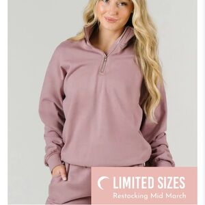 Retreat line!!! Zyia!!! Elegant Mauve Mist Quarter-Zip Sweatshirt